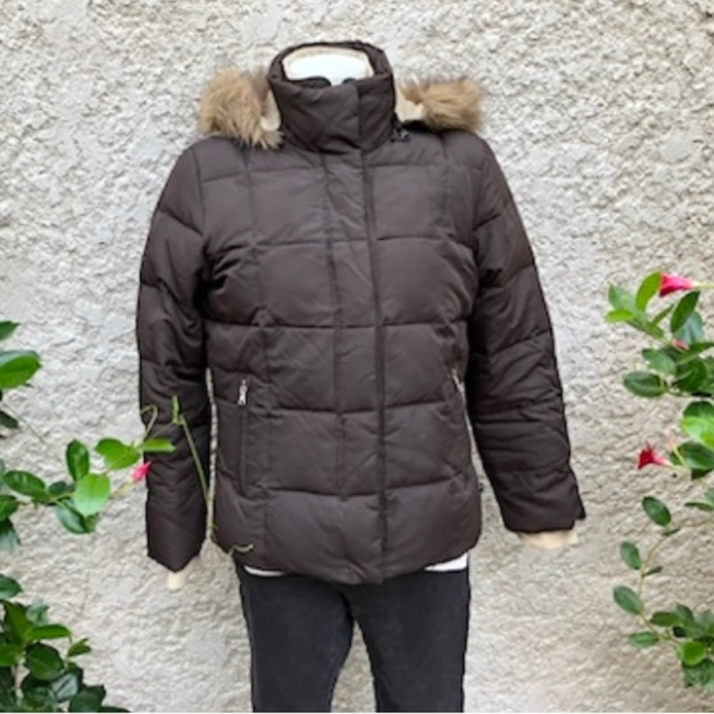 Free Country Brown Puffer Hooded Jacket - Size Small